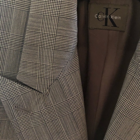 Wool Gabardine Glen Plaid Double Breasted Blazer - Picture 9 of 11